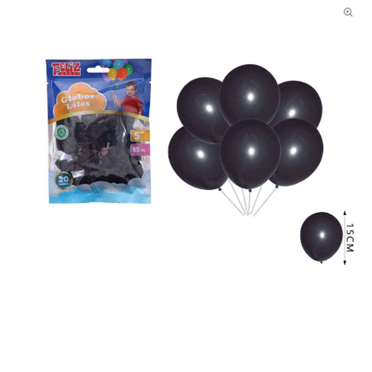 GENERICO - Globos Negro 15Cm 20 Unidades
