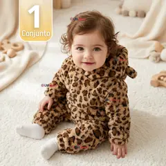 JUMP KIDS - Conjunto Polar Niña Buzo Polerón Con Capucha Animal Print