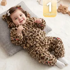 JUMP KIDS - Conjunto Polar Niña Buzo Polerón Con Capucha Animal Print