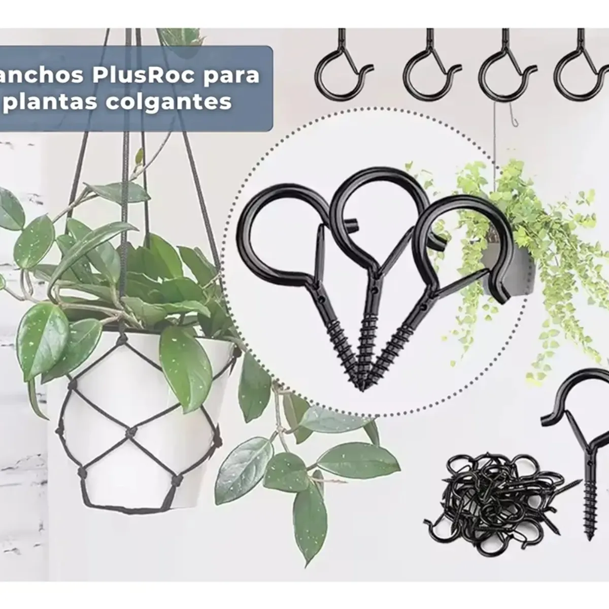 Pack 20 Ganchos Techo Pared Seguridad Colgar Plantas Luces, marca GENERICO - Foto 2