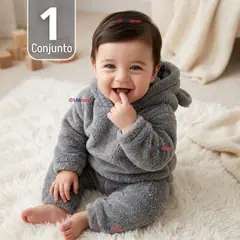 JUMP KIDS - Conjunto Polar Buzo Polerón Con Capucha Gris