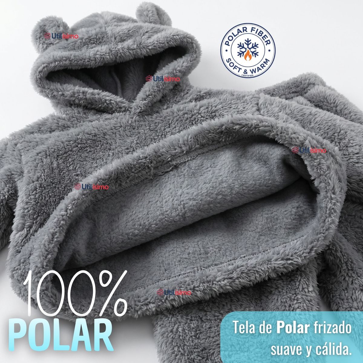 JUMP KIDS - Conjunto Polar Buzo Polerón Con Capucha Gris