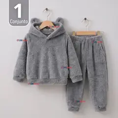 JUMP KIDS - Conjunto Polar Buzo Polerón Con Capucha Gris