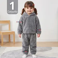 JUMP KIDS - Conjunto Polar Buzo Polerón Con Capucha Gris