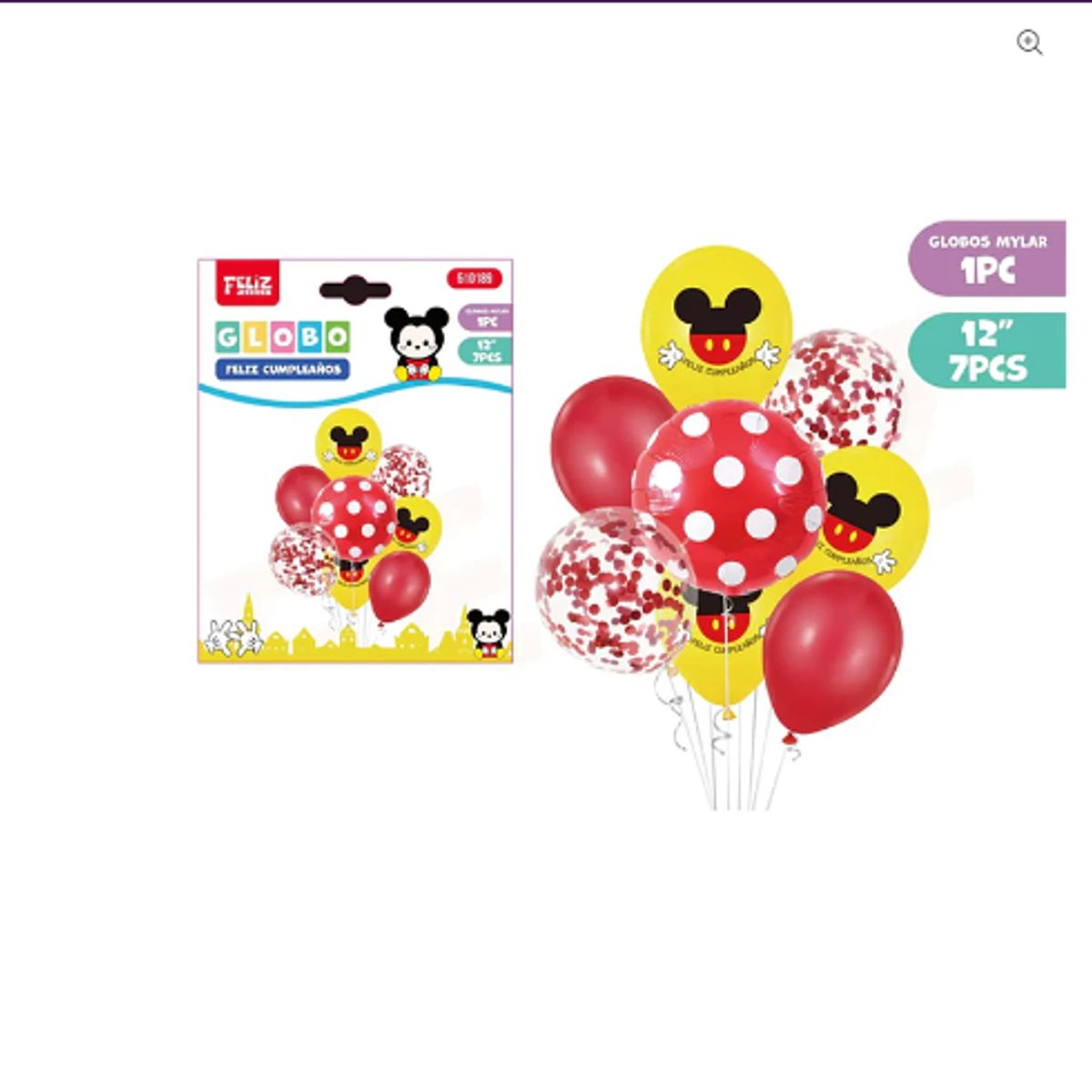 GENERICO - Globos Mickey Mouse 12 Unidades