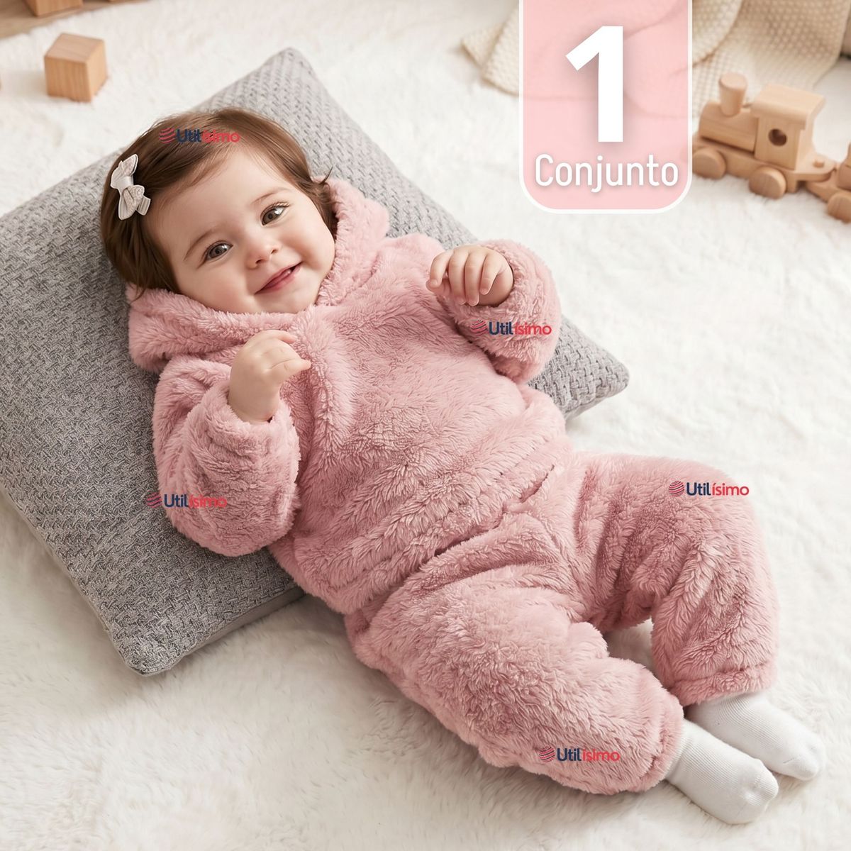 JUMP KIDS - Conjunto Polar Buzo Polerón Con Capucha Rosado Niña