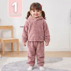 JUMP KIDS - Conjunto Polar Buzo Polerón Con Capucha Rosado Niña