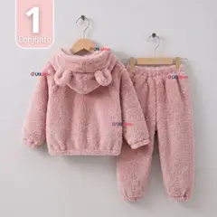 JUMP KIDS - Conjunto Polar Buzo Polerón Con Capucha Rosado Niña
