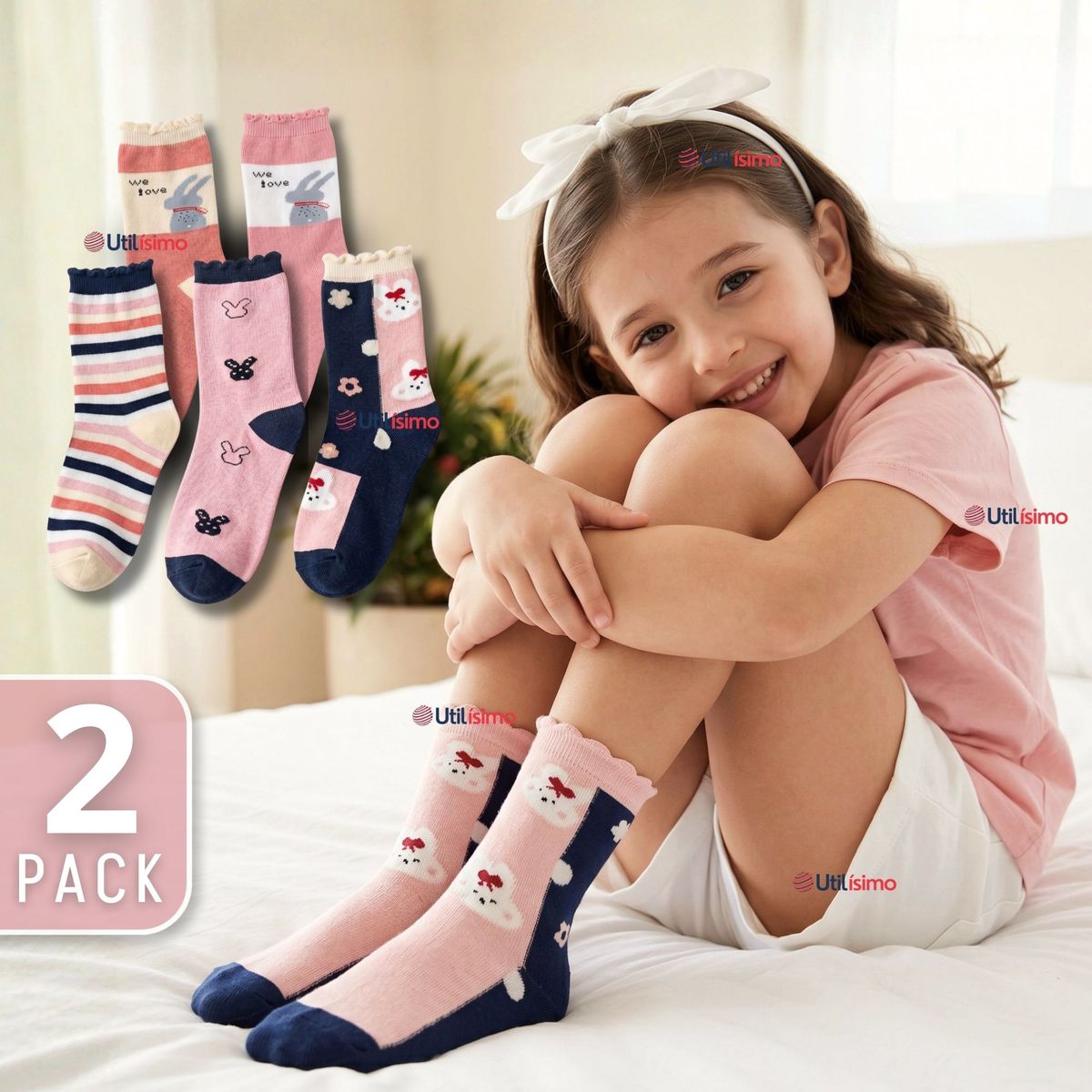 UTILISIMO - Pack 2 Pares Calcetines Niña Toalla Térmicos Suaves