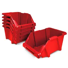 REYPLAST - SET DE 6 ORGANIZADORES APILABLES MULTIUSO ROJO N°15
