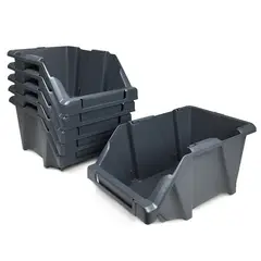 REYPLAST - SET DE 6 ORGANIZADORES APILABLES MULTIUSO GRIS N°15