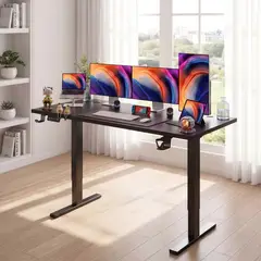 GENERICO - Escritorio Altura Ajustable Eléctrico Negro 120X117X60 Cm