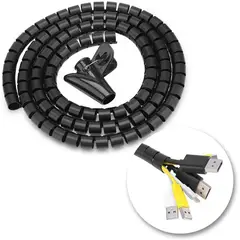 KUANGYE - Organizador De Cables En Espiral 10 Metros Negro