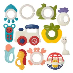 KUANGYE - Juguetes 0 a 6 Meses 12 Piezas Bebé Agarre Sonajero Mordedor Estimulacion Temprana Regalos Bebe