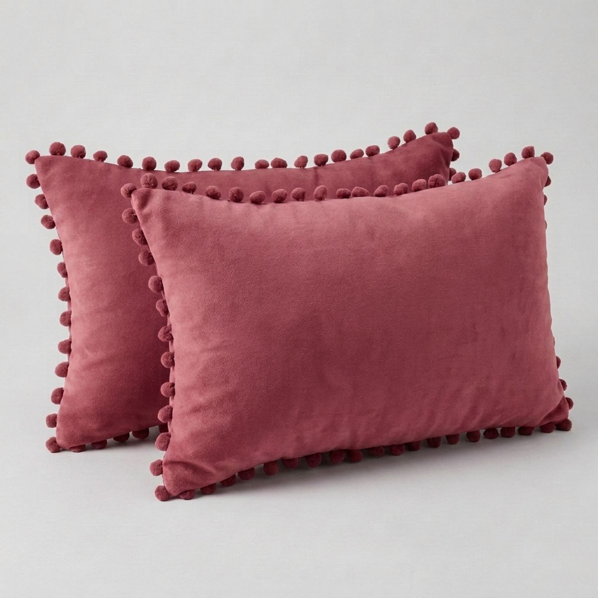 ARMONIA - Pack 2 Fundas Rectangular Terciopelo Pompon violeta  88.