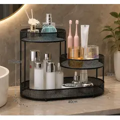 GENERICO - Organizador Decorativo negro 3 Niveles con Base Tipo Mármol – Estante Multiuso Premium