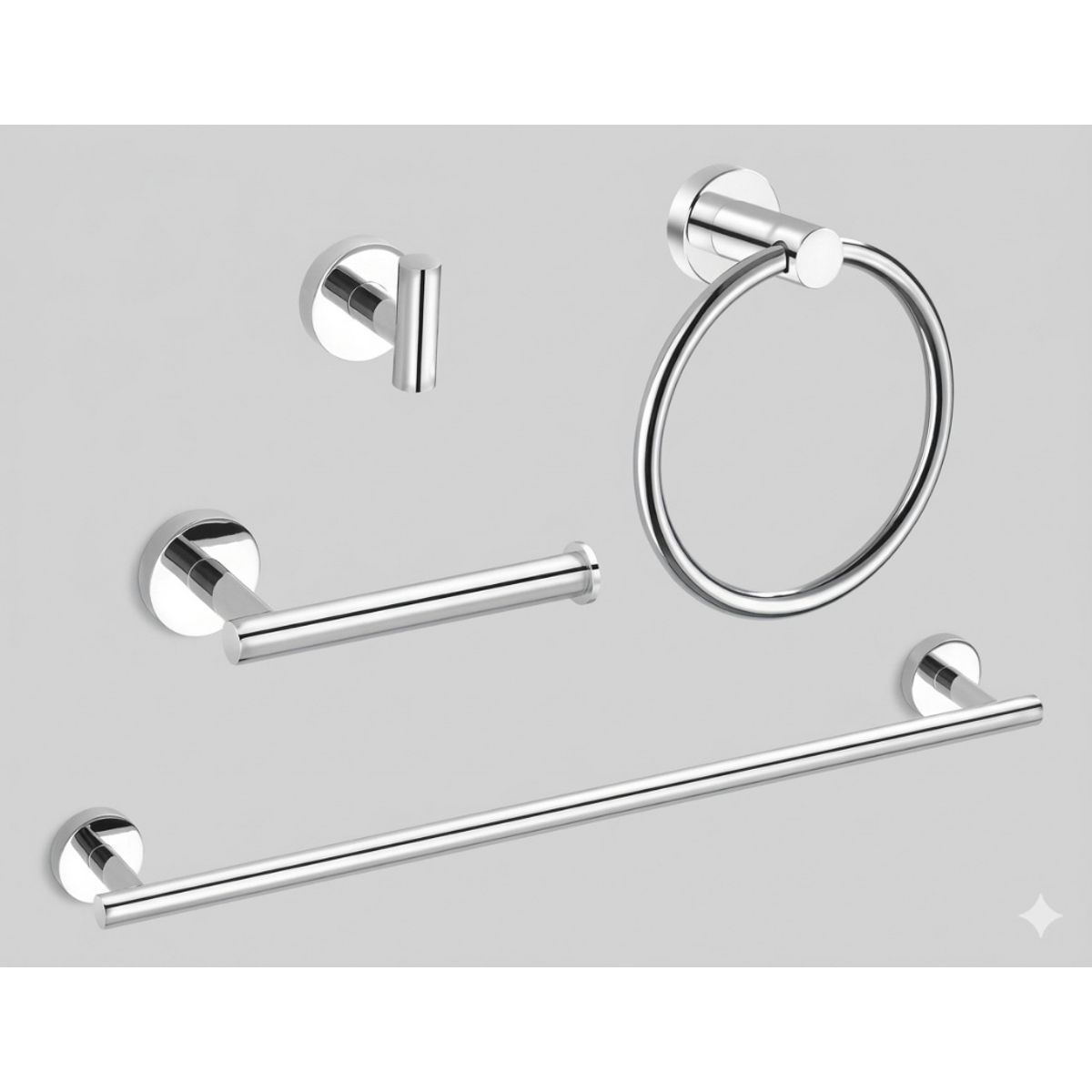 GENERICO - Set de 4 Accesorios de Baño Acero Inoxidable