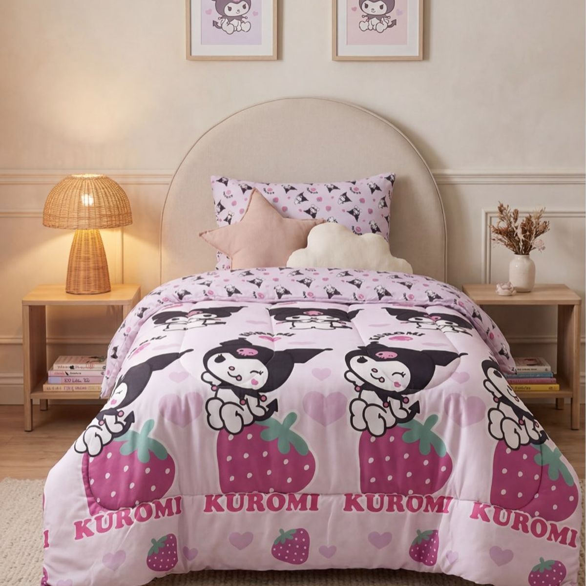 MASHINI - Plumón Mashini 1.5 Plazas Infantil Kuromi Frutillas