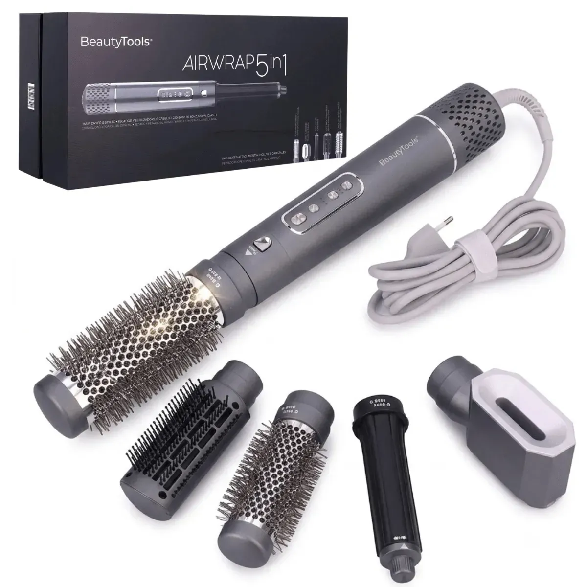 BEAUTY TOOLS - Secador de cabello y cepillo  Multistyler Airwrap 5 en 1 BeautyTools 1200W