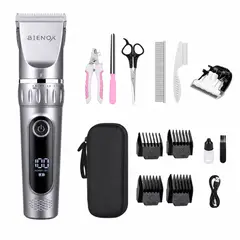GENERICO - Máquina Cortapelo Mascotas Profesional Ajustable Kit Completo Plateado