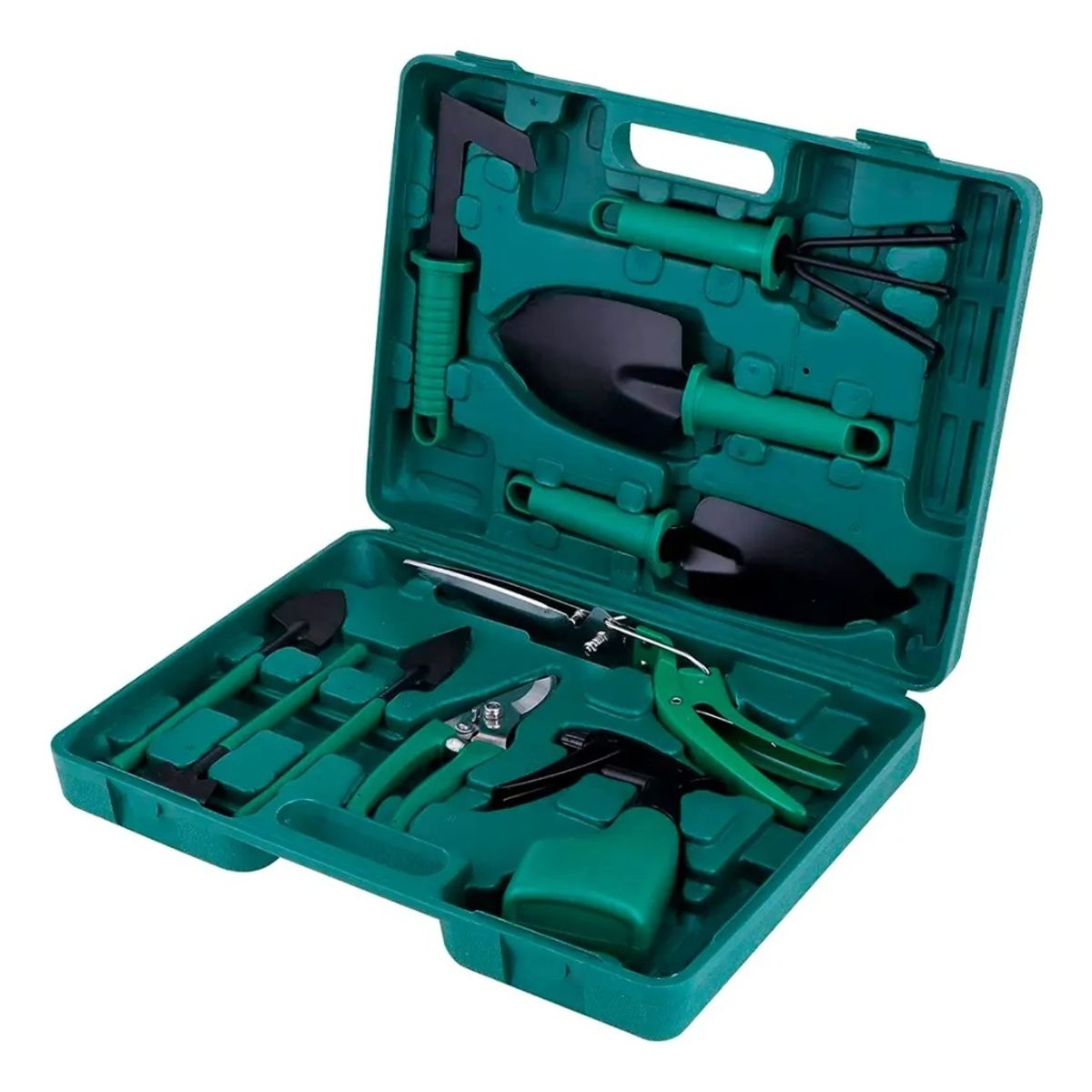 GENERICO - Kit Herramientas Jardinería Acero Rastrillo Tijera Podar