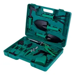 GENERICO - Kit Herramientas Jardinería Acero Rastrillo Tijera Podar