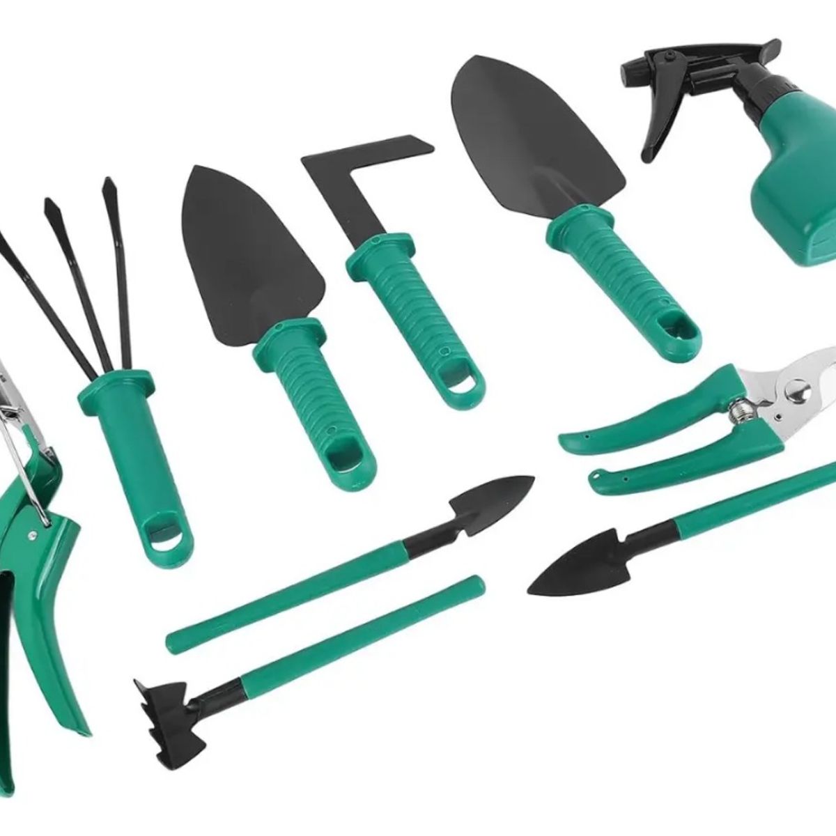 GENERICO - Kit Herramientas Jardinería Acero Rastrillo Tijera Podar