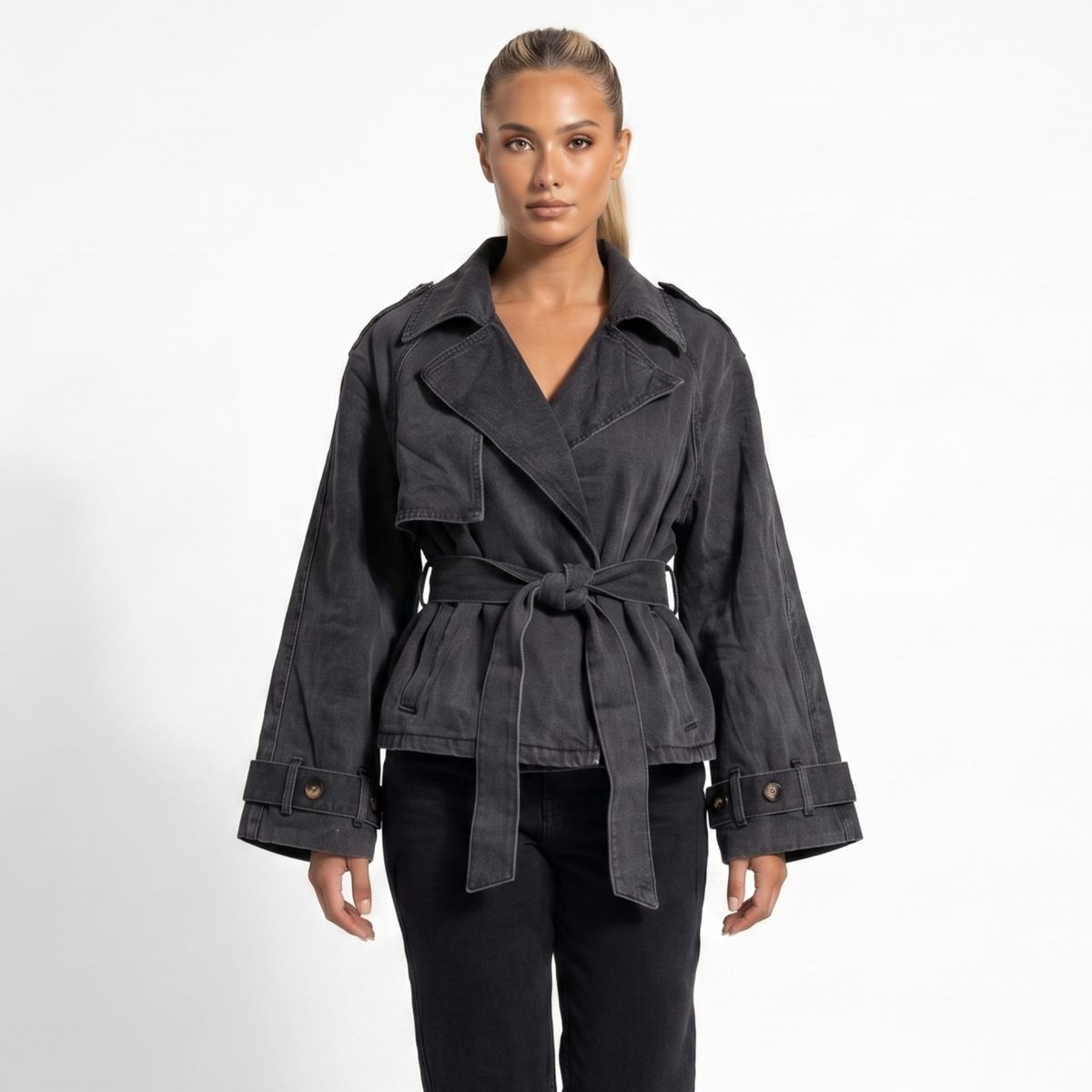 D'JOE - Chaqueta Blazer Denim Mujer Oversize Rashel