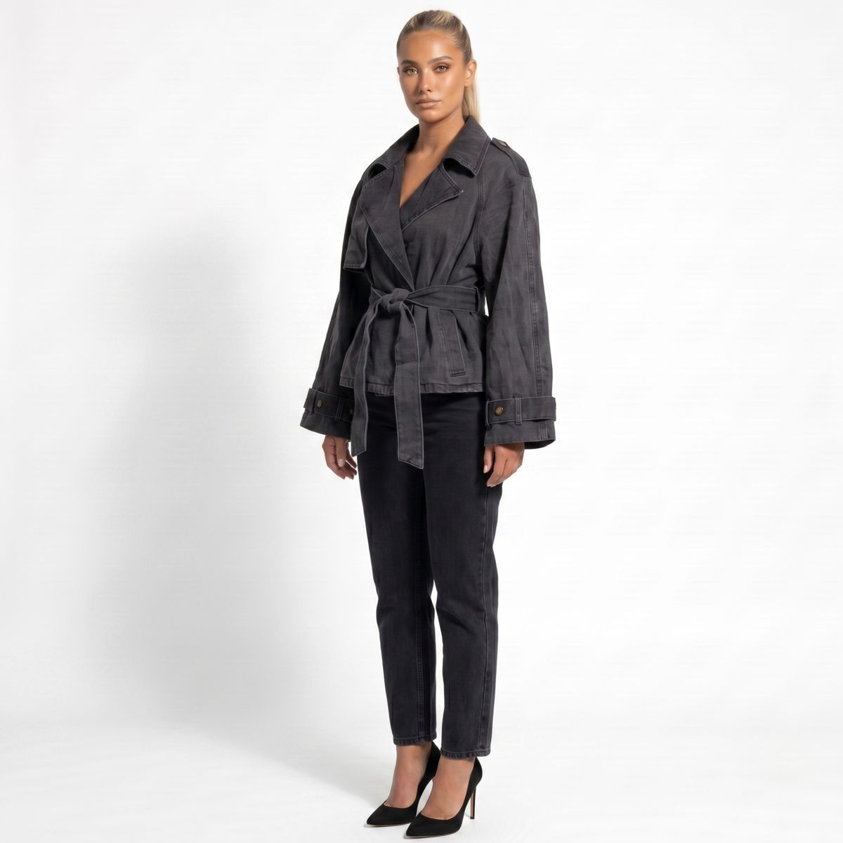 D'JOE - Chaqueta Blazer Denim Mujer Oversize Rashel