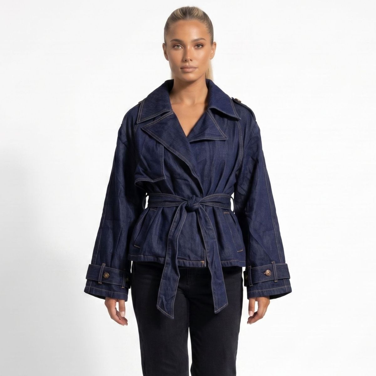 D'JOE - Chaqueta Blazer Denim Mujer Oversize Rashel