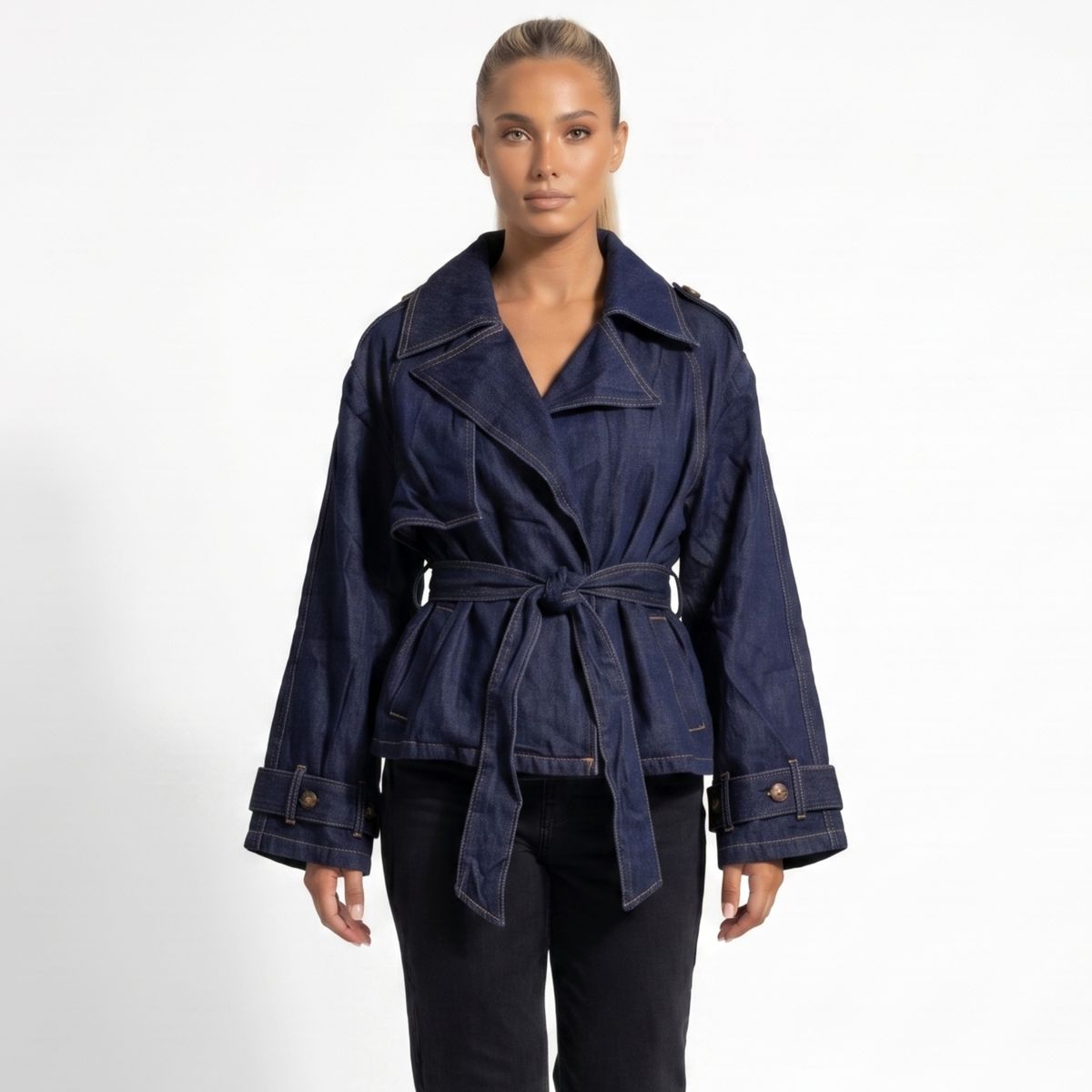 D'JOE - Chaqueta Blazer Denim Mujer Oversize Rashel