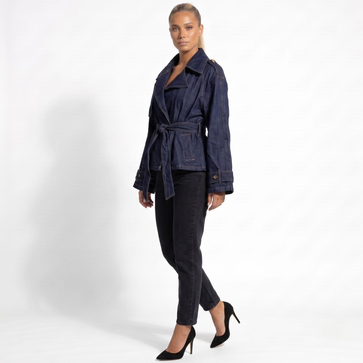 D'JOE - Chaqueta Blazer Denim Mujer Oversize Rashel