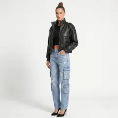 D'JOE - Chaqueta Ecocuero Bomber Mujer Kendall