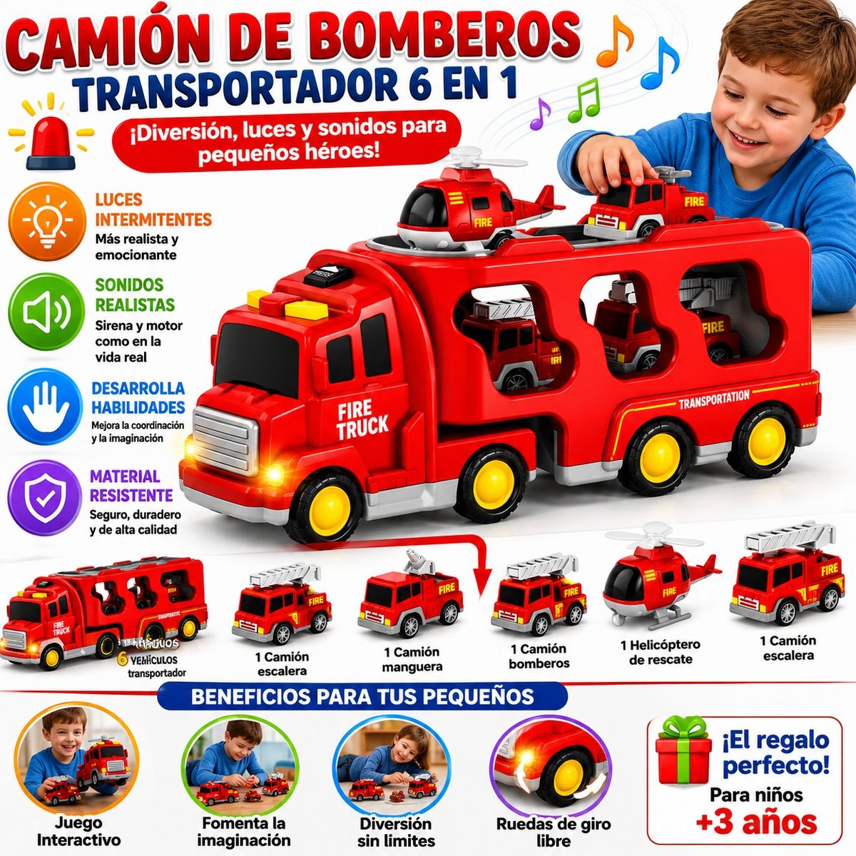 GENERICO - Juguetes De Bomberos Para Niños