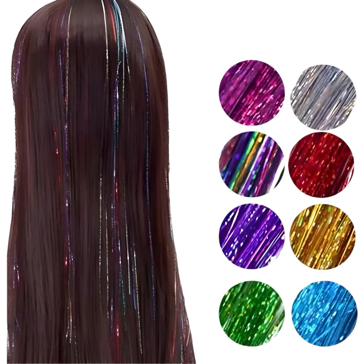 GENERICO - Tinsel Hair Extensiones Oropel Holográfico Cabello Brillante