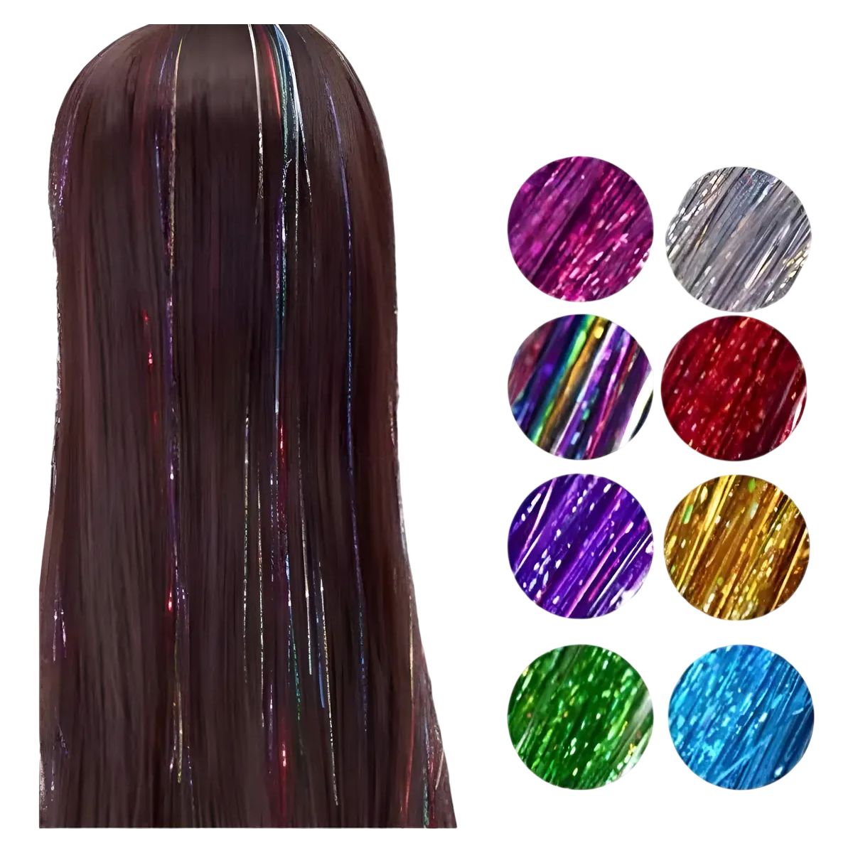 GENERICO - Tinsel Hair Extensiones Oropel Holográfico Cabello Brillante