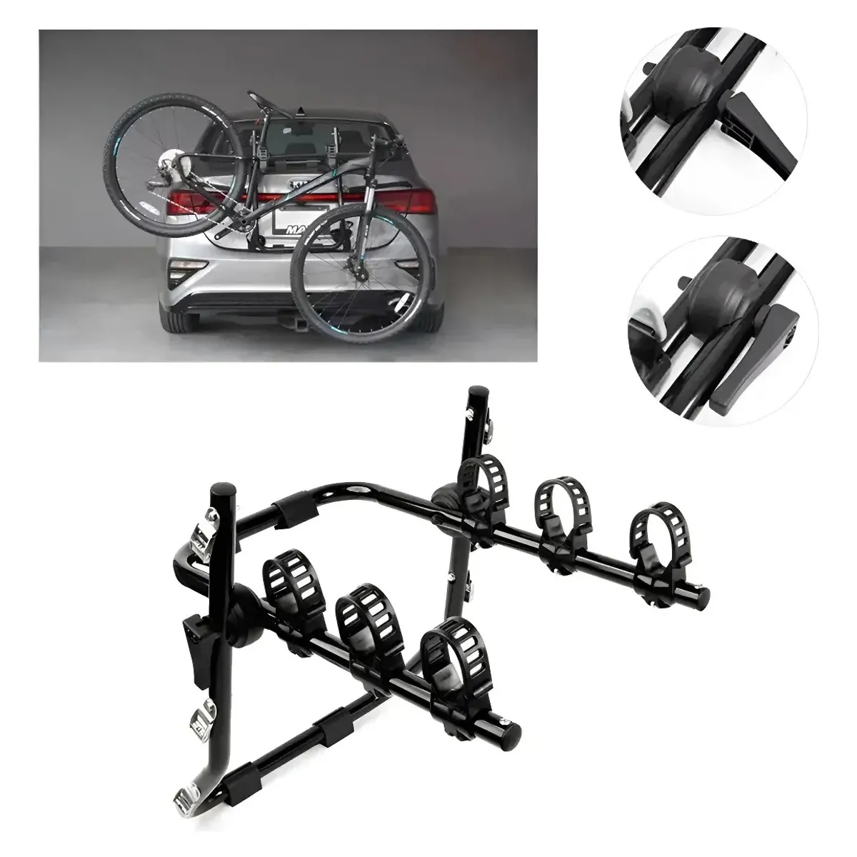 EVERSO - Porta 3 Bicicletas Rack Triple Soporte De Vehiculo Universal