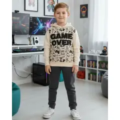 KOWHAI - Buzo Niño Franela Game Over Beige
