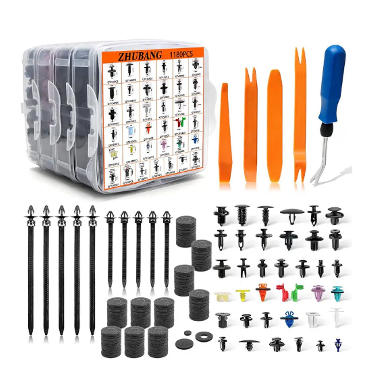 GENERICO - Kit 1295 Clip Broche Retencion Plastico Auto Lata Tapabarro