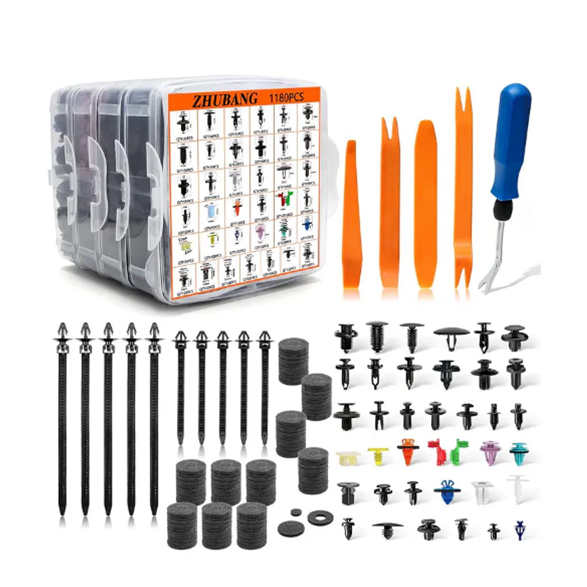 GENERICO - Kit 1295 Clip Broche Retencion Plastico Auto Lata Tapabarro