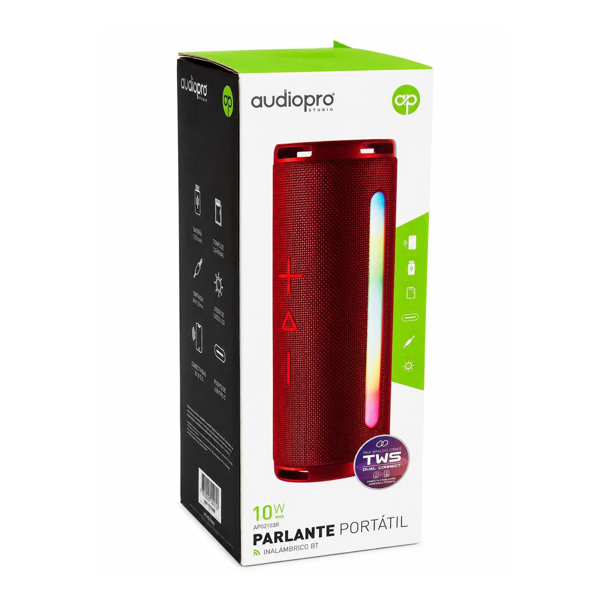 AUDIOPRO - Parlante BT Audiopro 10w Inalámbrico TWS AP02103R Rojo