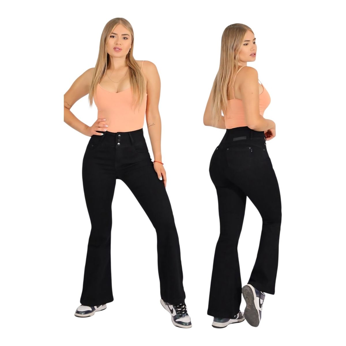 MC PRINS - Jeans Flare Push Up Acampanado Levanta Cola Corte Colombiano
