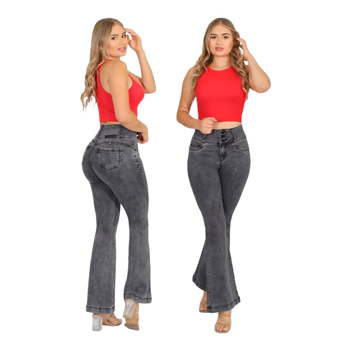 MC PRINS - Jeans Flare Push Up Acampanado Levanta Cola Corte Colombiano