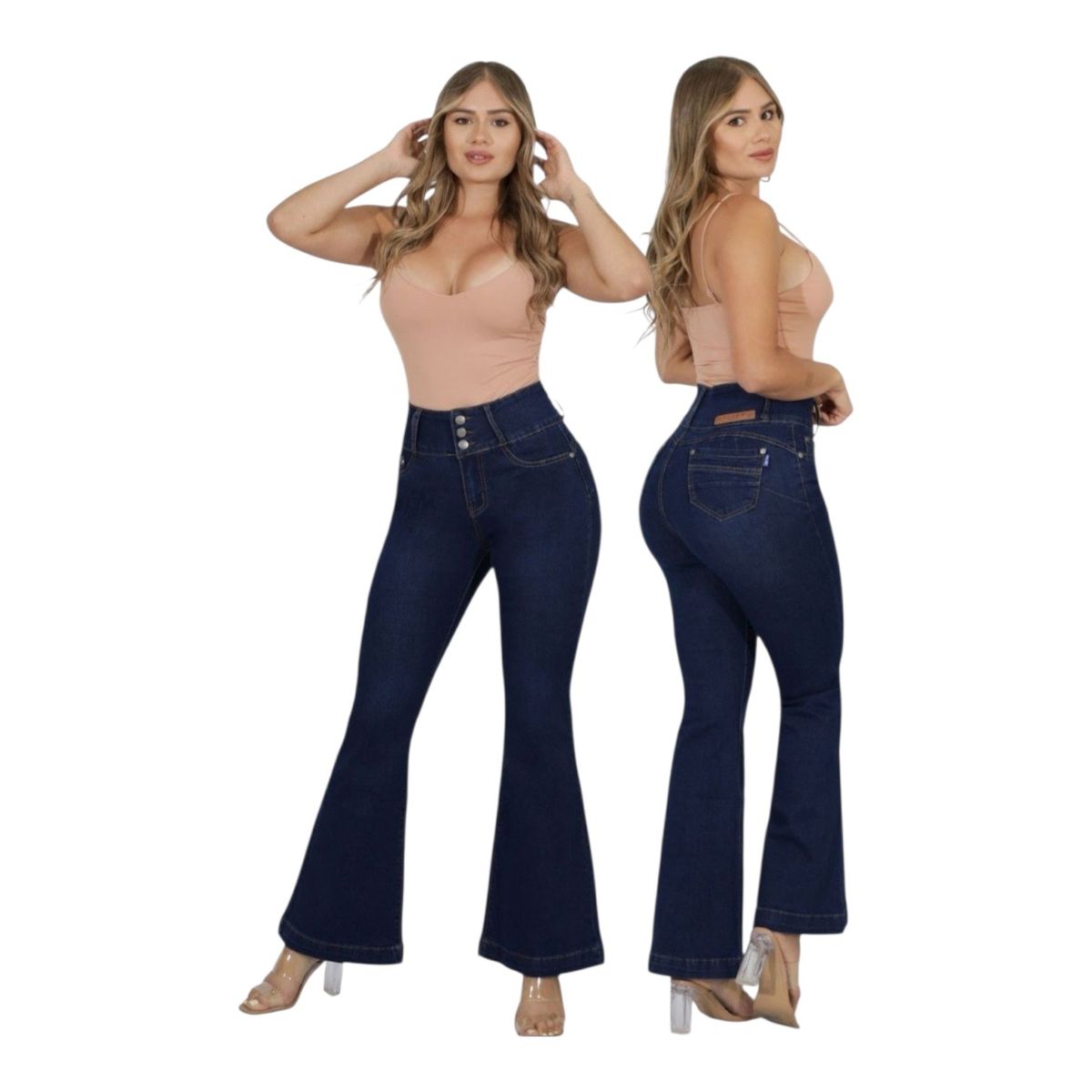 MC PRINS - Jeans Flare Push Up Acampanado Levanta Cola Corte Colombiano