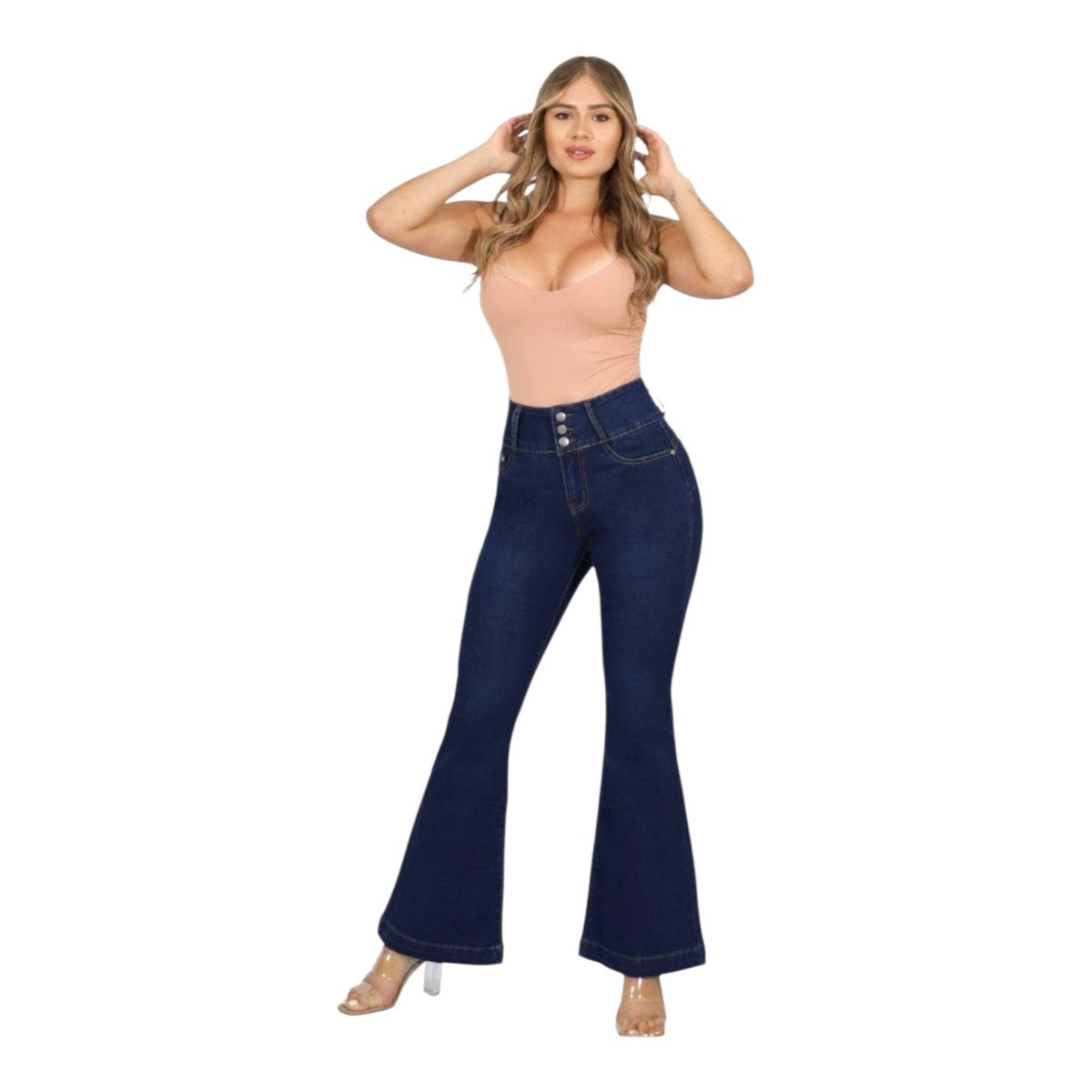 MC PRINS - Jeans Flare Push Up Acampanado Levanta Cola Corte Colombiano