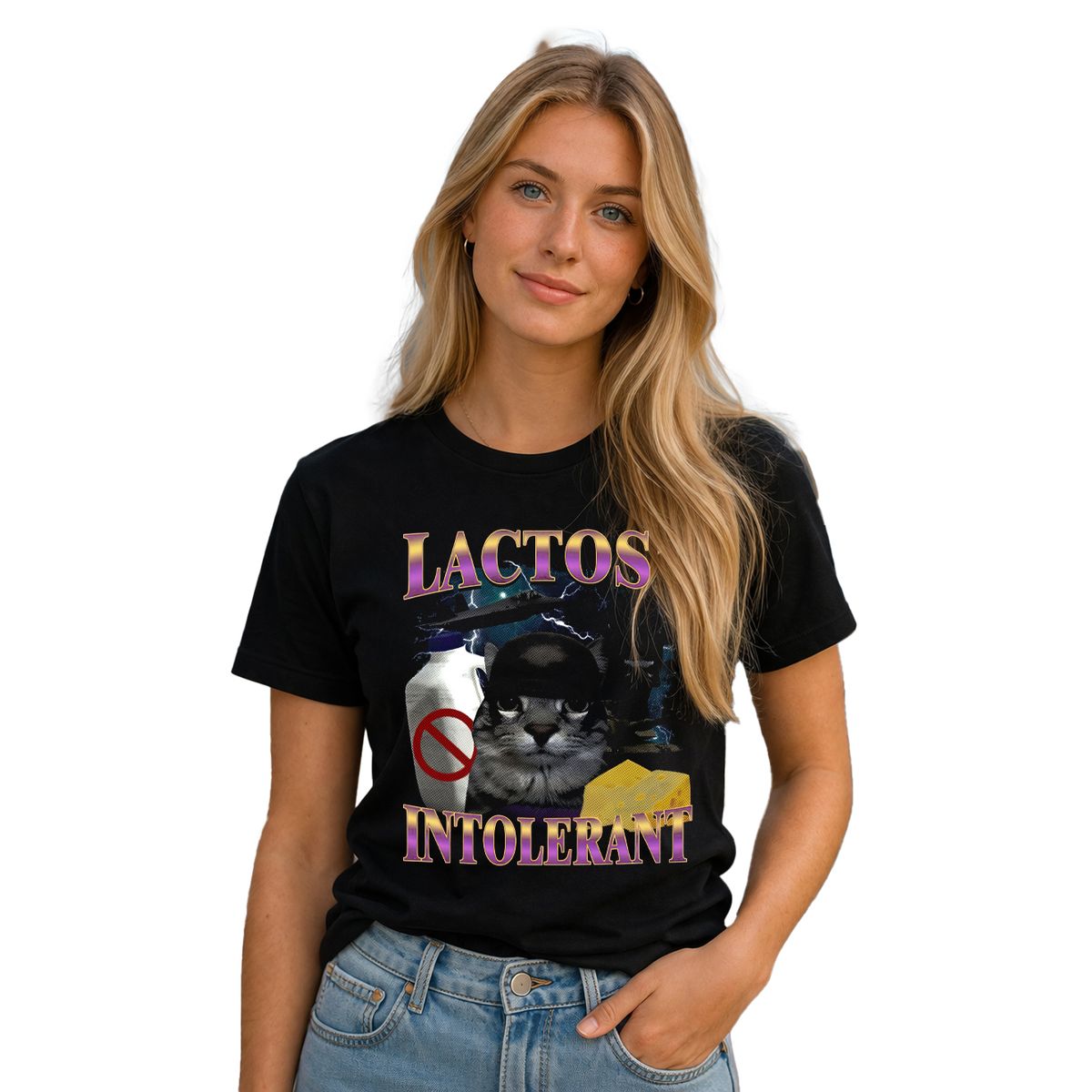 ROLY - Polera Gatito Intolerante a la Lactosa Divertido