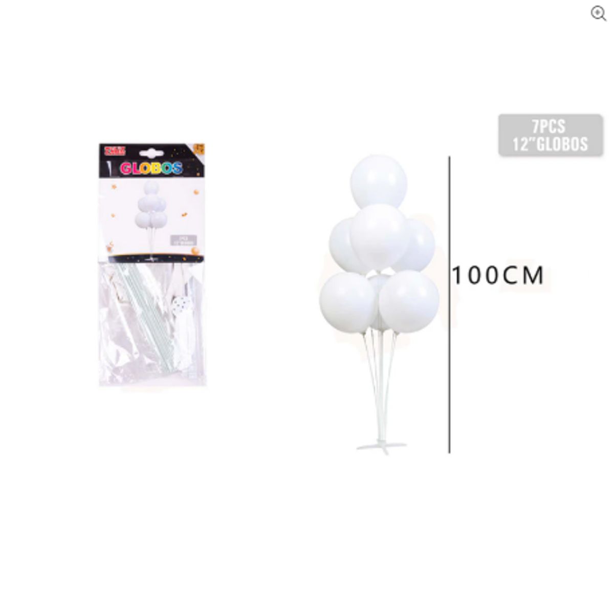 GENERICO - Globos con Base Tonos Blanco 7 Unidades