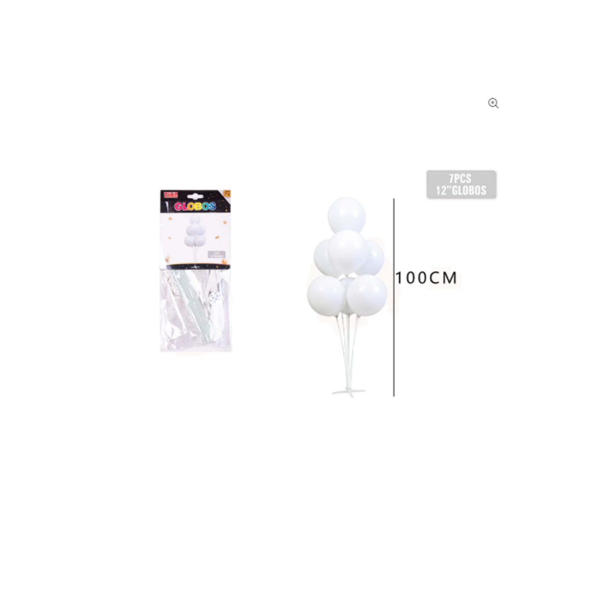 GENERICO - Globos con Base Tonos Blanco 7 Unidades