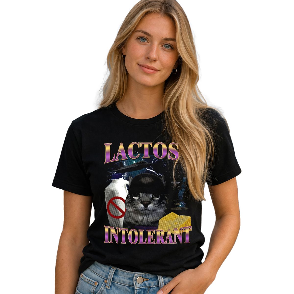 ROLY - Polera Gatito Intolerante a la Lactosa Divertido