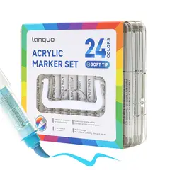 LANGUO - 24 Marcadores Acrílicos Punta Pincel -